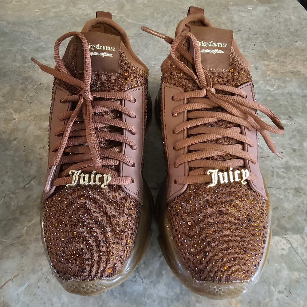 Juicy Couture rhinestone sneakers Ginger brown Adana women's size 7.5 no box - Picture 11 of 12